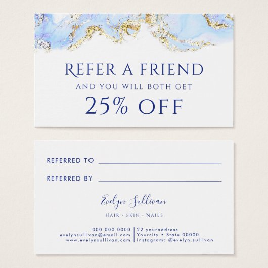 青い大理石インクの紹介カード (正面&裏面)