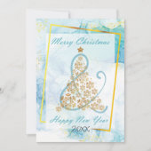 青い大理石クリスマスファミリーフォトシーズンカード シーズンカード (正面)