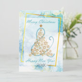 青い大理石クリスマスファミリーフォトシーズンカード シーズンカード (スタンド正面)