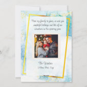 青い大理石クリスマスファミリーフォトシーズンカード シーズンカード (裏面)