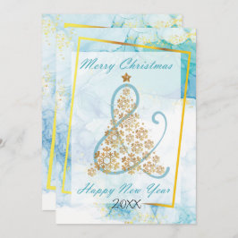 青い大理石クリスマスファミリーフォトシーズンカード シーズンカード