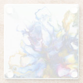 青い大理石ゲート流体アート ガラスコースター (裏面)