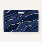 青い大理石ゲートGeodeゴールドビジネスフォトID バッジ (裏面)