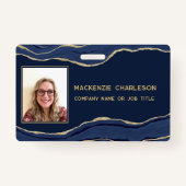 青い大理石ゲートQRコード写真ID名 バッジ (正面)