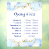 青い大理石デザインの営業時間窓用シール ウィンドウサイン (シート3)