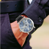 青い大理石メンズウォッチ（アラビア数字） 腕時計