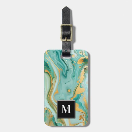 青い大理石ラゲージタグ ラゲッジタグ (正面縦)