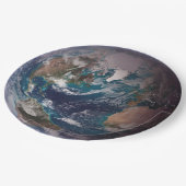 青い大理石地球（西半球） ペーパープレート (アングル)