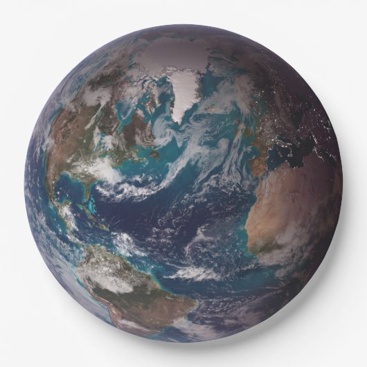 青い大理石地球（西半球） ペーパープレート (正面)