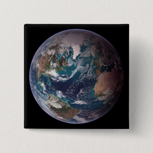 青い大理石地球（西半球） 缶バッジ (正面)