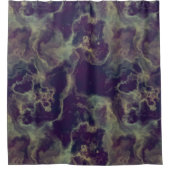 青い大理石抽象芸術 シャワーカーテン (正面)