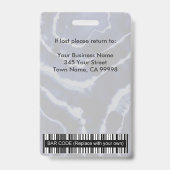 青い大理石絞り染め会社従業員の写真ID バッジ (裏面)