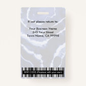 青い大理石絞り染め会社従業員の写真ID バッジ (裏面)