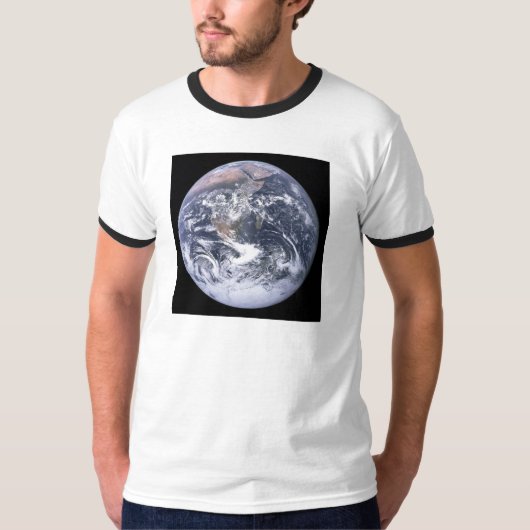 「青い大理石」地球はアポロ17から見える Tシャツ (正面)