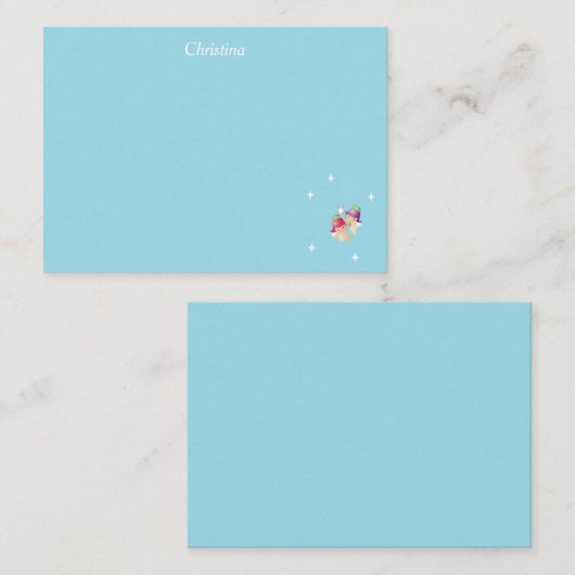 青い天使たち かわいいカスタムネーム ノートカード (正面/裏面)