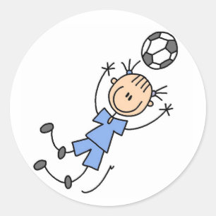 青い女の子のサッカーのステッカー ラウンドシール