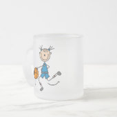 青い女の子のバスケットボールのTシャツおよびギフト フロストグラスマグカップ (正面左)