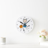 青い女の子のバスケットボール選手のTシャツおよびギフト ラウンド壁時計 (ホーム)