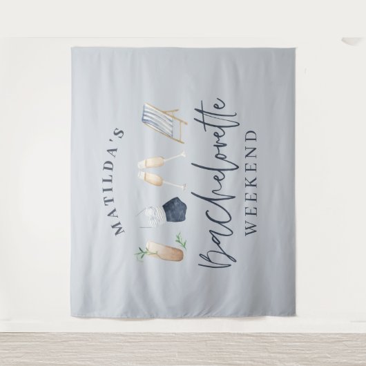 青い女の子らしいモダンなドリンク バチェロレッテウィークエンド タペストリー (正面)