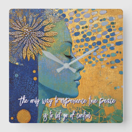 青い女性がコントロールの壁時計を手放す スクエア壁時計