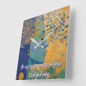 青い女性がコントロールの壁時計を手放す スクエア壁時計 (傾斜)