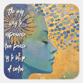 青い女性がコントロールステッカーを手放す スクエアシール