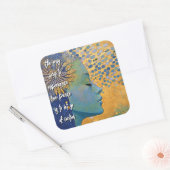 青い女性がコントロールステッカーを手放す スクエアシール (封筒)