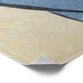 青い女性が彼女の髪の毛を吹日本のく ポスター (角)