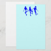 青い女性のサッカーの技術 便箋 (正面/裏面)