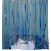 青い女性のセルフポートレート シャワーカーテン (正面)