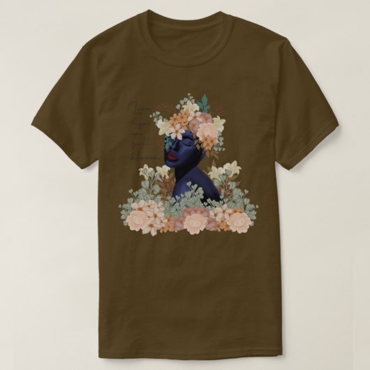 青い女性の顔と花フルbloでライブ生活 tシャツ (デザイン正面)