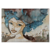 青い女性 カッティングボード (正面)