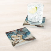 青い女性 ガラスコースター (アングル)