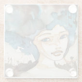 青い女性 ガラスコースター (裏面)