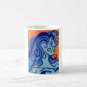 青い女性 コーヒーマグカップ (中央)