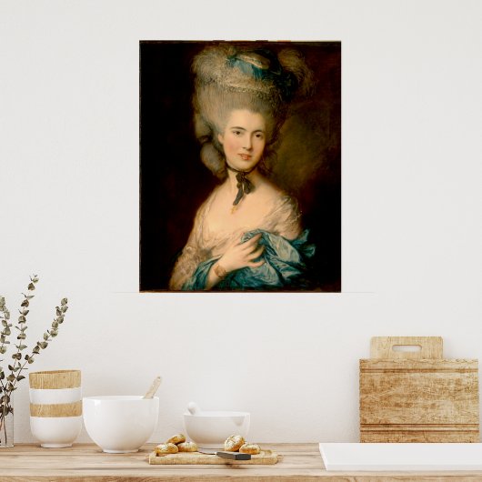 青い女性 ポスター (キッチン)