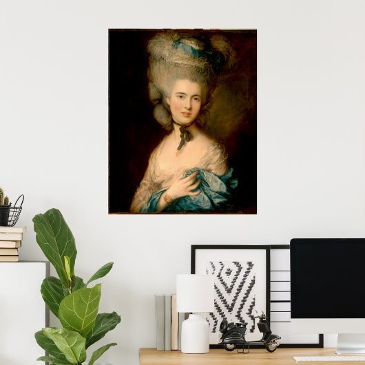 青い女性 ポスター (ホームオフィス)