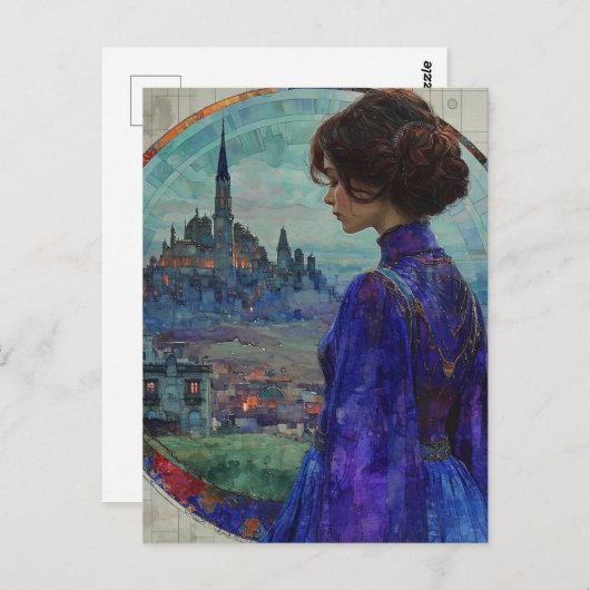 青い女性 ポストカード (正面/裏面)