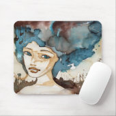 青い女性 マウスパッド (マウス)