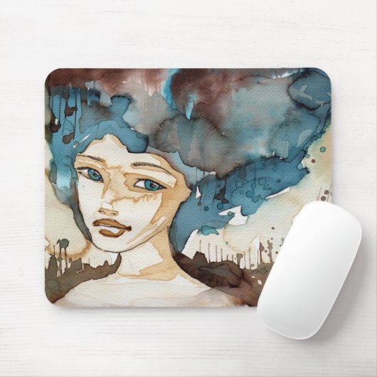青い女性 マウスパッド (マウス)
