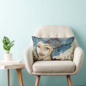 青い女性 ランバークッション (椅子)