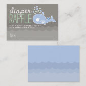 青い妊娠中のママおむつラッフルチケット エンクロージャーカード (正面/裏面)