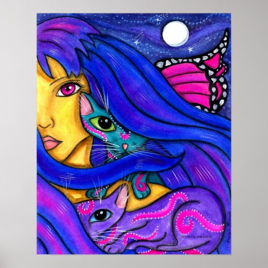 青い妖精と猫たち ポスター (正面)