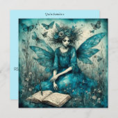 青い妖精のシャワー招待状 (正面/裏面)