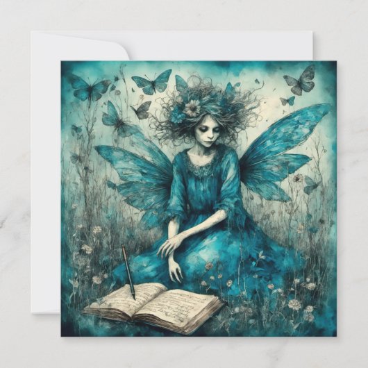 青い妖精のシャワー招待状 (正面)