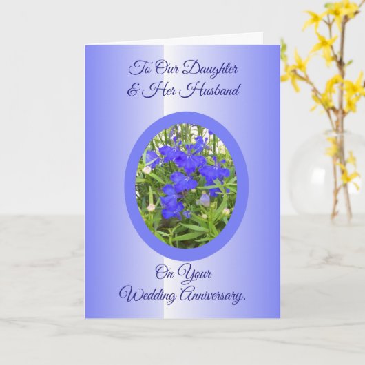 青い娘の夫　パーソナライズされた記念日 カード (黄色い花)