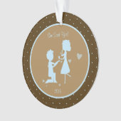 青い婚約彼女はパーソナライズなオーナメント賛成しました オーナメント (正面)
