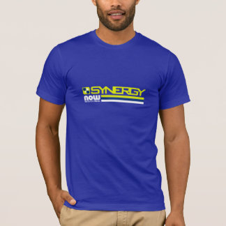 青い媒体のストリップ Tシャツ