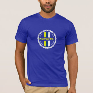 青い媒体のバッジ Tシャツ