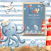 青い子が産まれました！ボーイ ブルー 海洋 赤ちゃん歓迎会 招待状